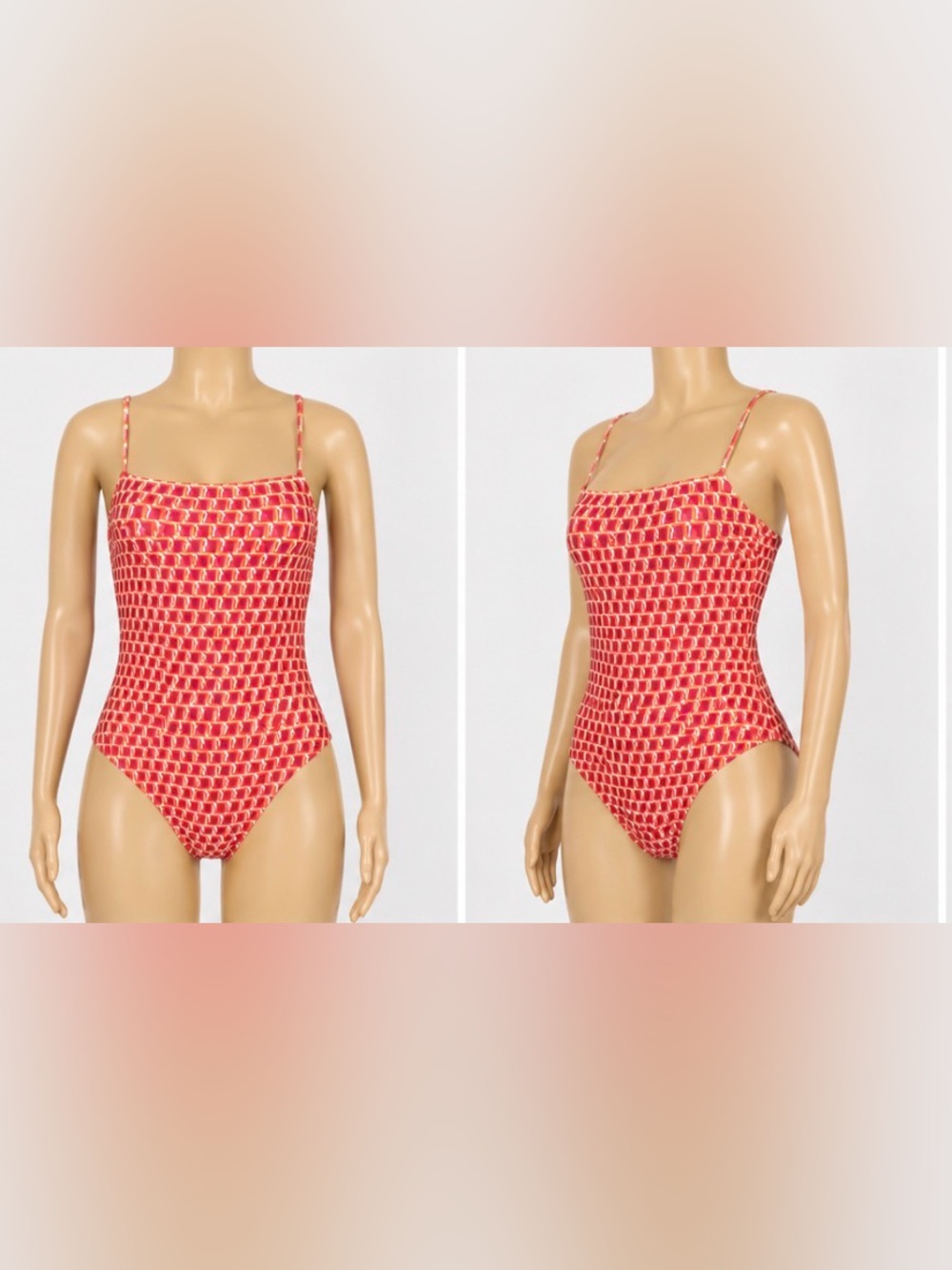 Red Patterned One-Piece Swimsuit
